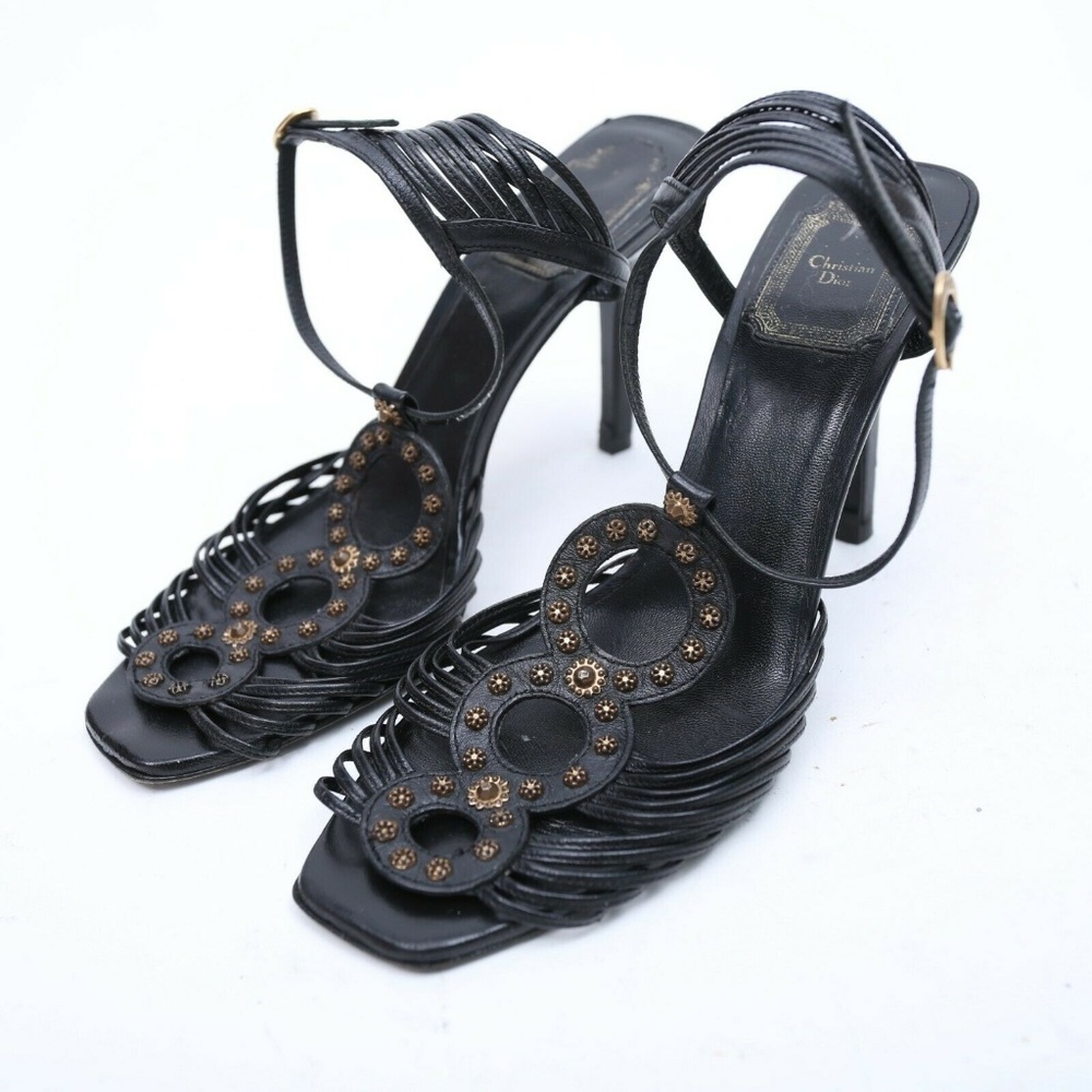 DIOR SLINGBACK PUMPS BLACK LEATHER WOMEN'S SIZE 7